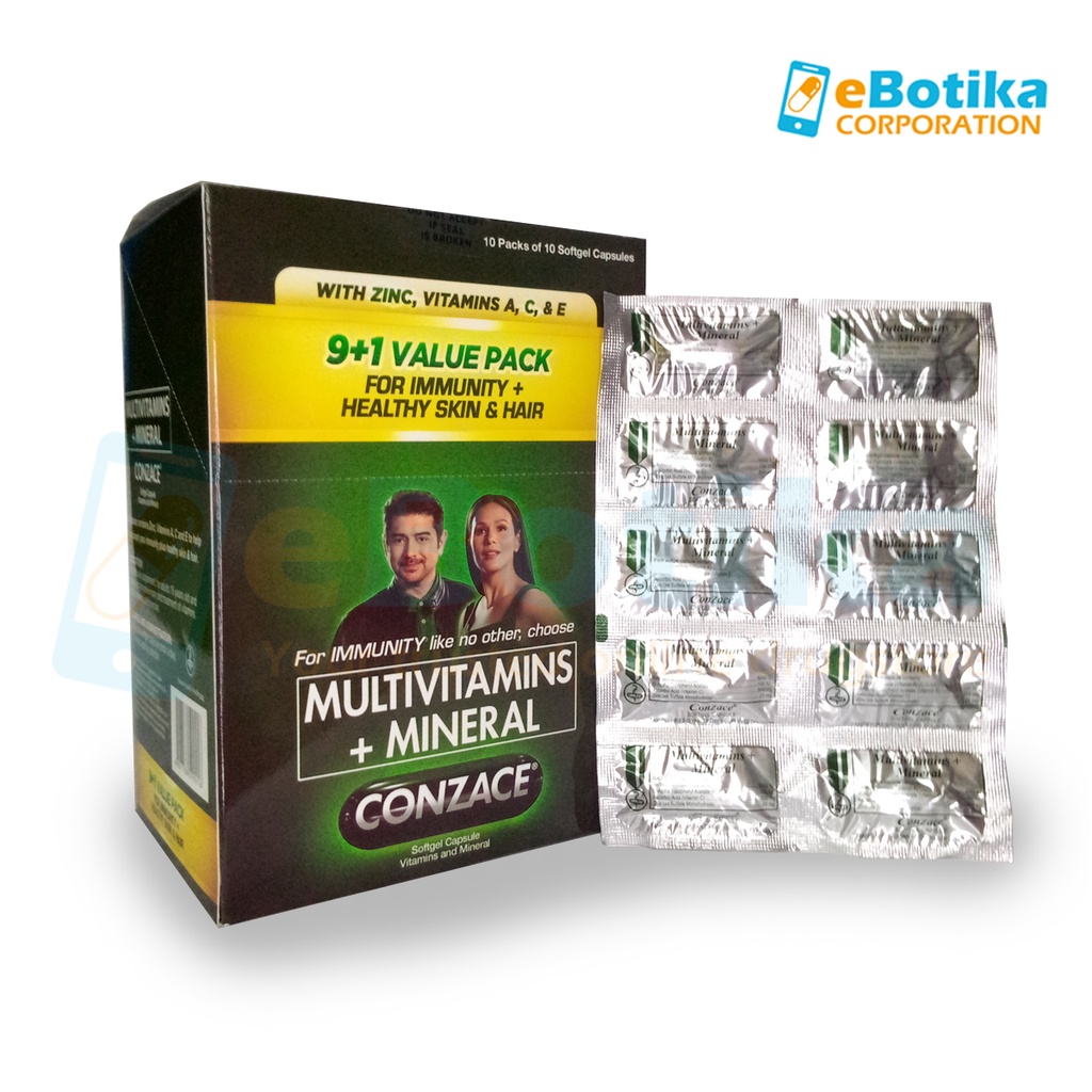 Conzace (Multivitamins+Mineral) Capsule 9+1 Value Pack (100pcs/perBox
