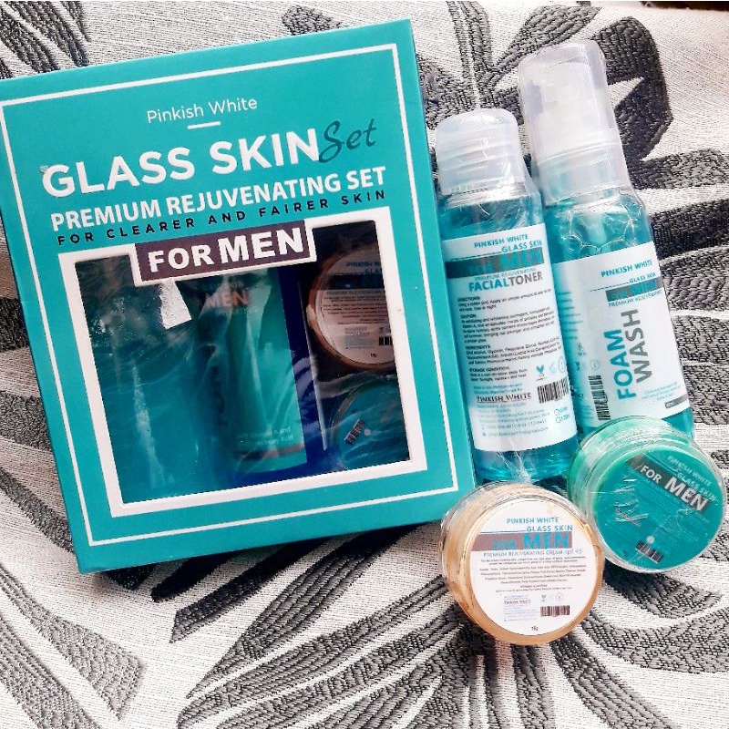 pinkish white glass skin set FOR MEN premium rejuvenating set Shopee