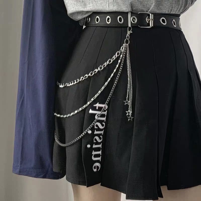 Korean belt women ins cool dark punk chain pants chain pants chain