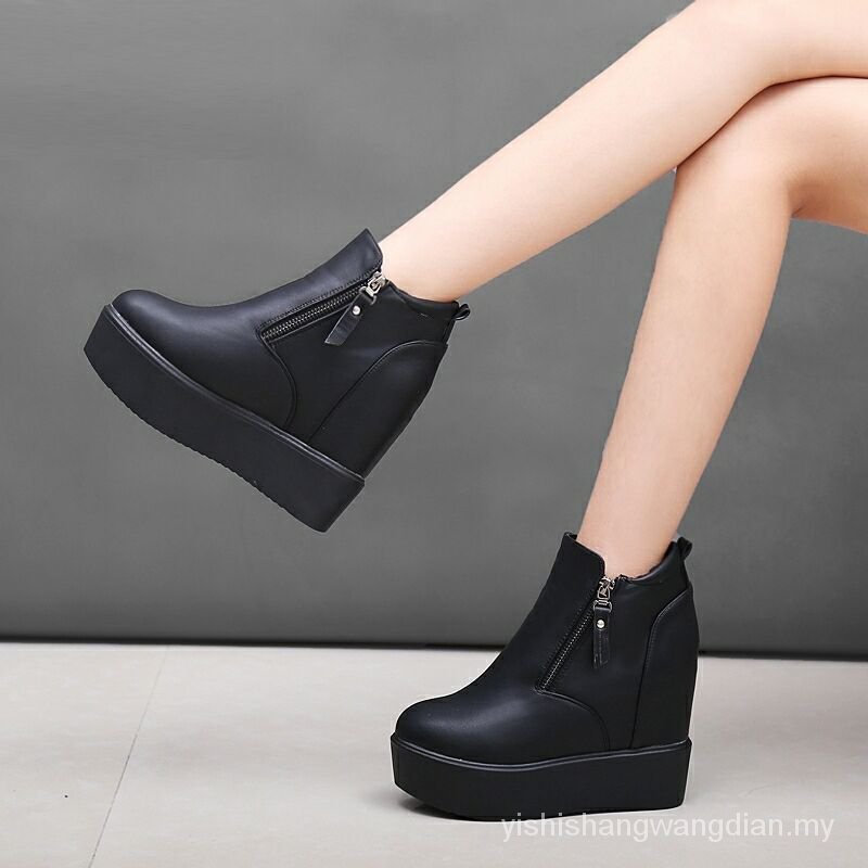 Hot Women Hidden Wedge Heels Ankle Boots Pendant Pull On Comfort Casual Shoes 9 