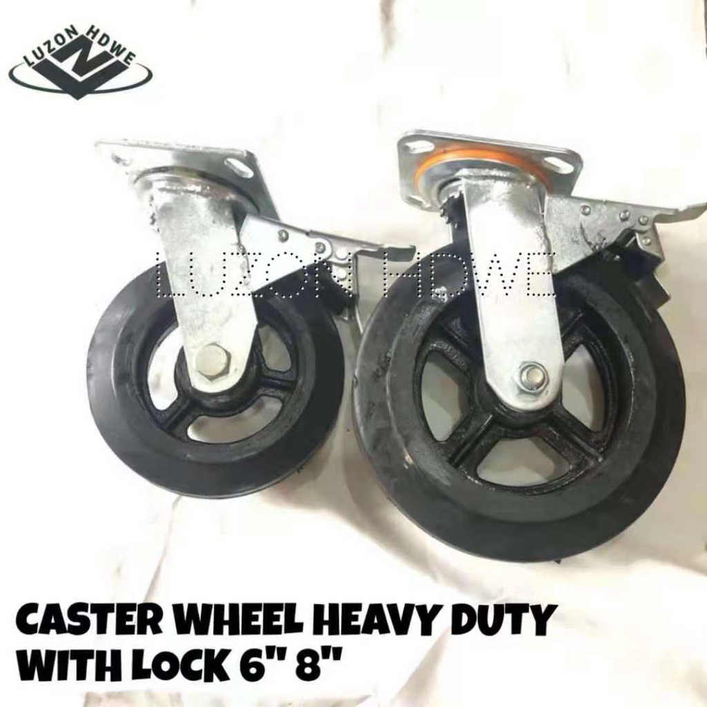 CASTER WHEEL HEAVY DUTY WITH LOCK 6" 8" 1PC | Shopee Philippines