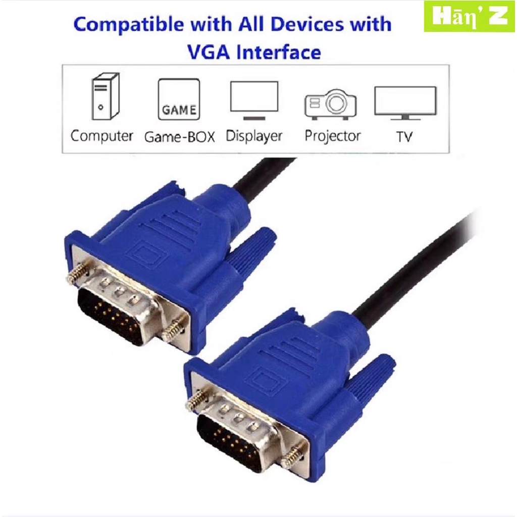 VGA Cable Connector 15 Pin Male to Male Computer /Projector /PC TV