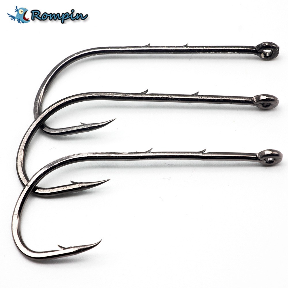 Rompin 50 Pcs. Fishing Hook 6-6/0 Fish Baitholder Black Color Jig Big ...