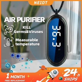 【24H Delivery】Wearable Air Purifier Necklace Body Temperature/Humidity Detection Negative Ion Mini Portable Low Noise Air Purifier  Purify  Pm2.5 and Hand Smoke For  Children/Adults