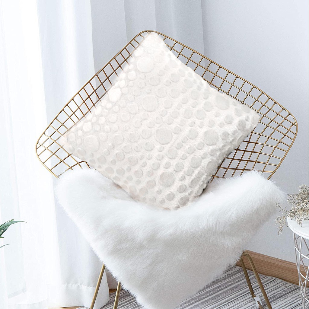 KQ_ Throw Pillow Case Fluffy Plush Sofa Bed Cushion Cover Living Room Home Decor 