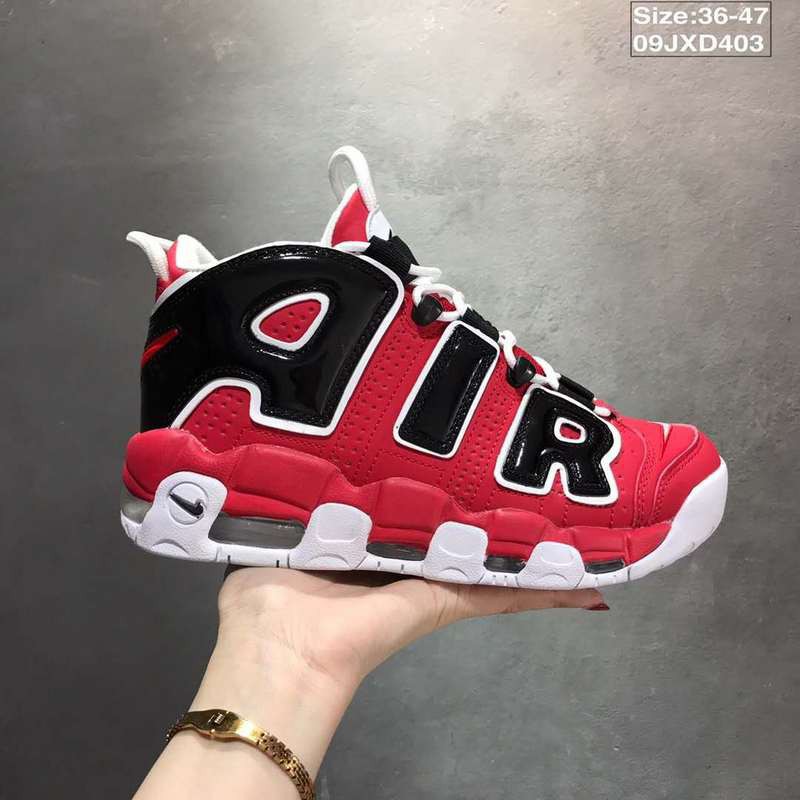 nike air uptempo red and black