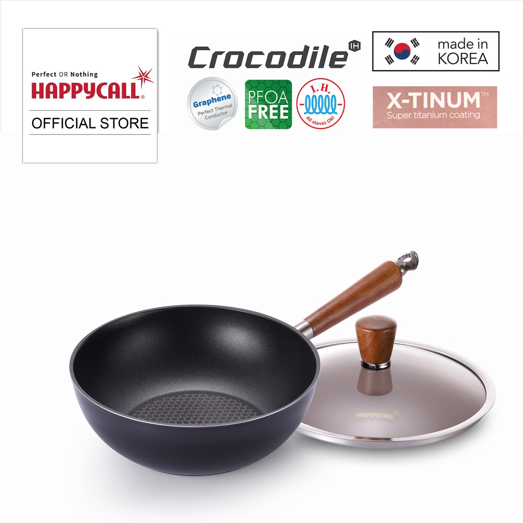 Happycall 28cm (Induction Compatible) Graphene Die Cast Wok Pan & Glass