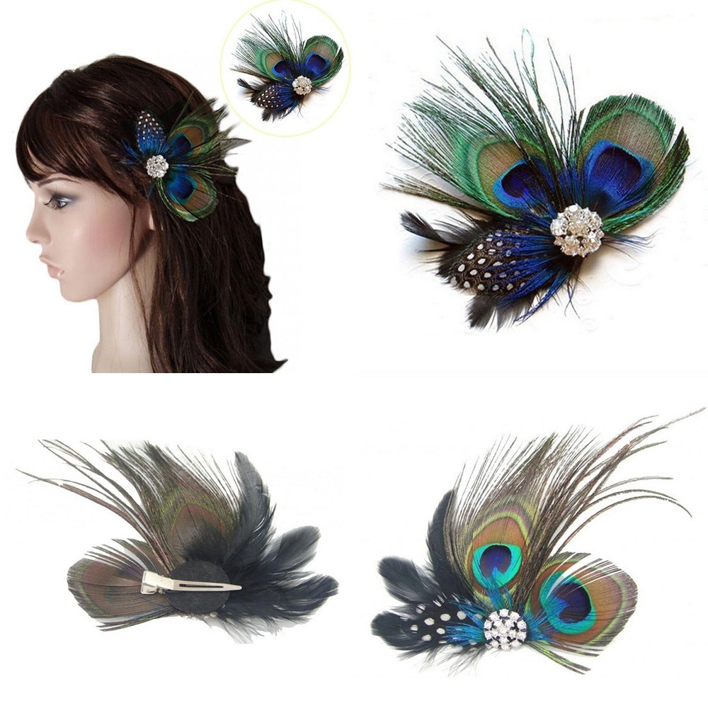 Vintage Bridal Peacock Feather Hairpin Hair Accessory Wedding Hair