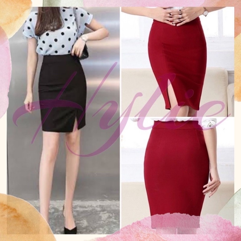 Hylie Above The Knee Pencil Skirt With Slit Shopee Philippines