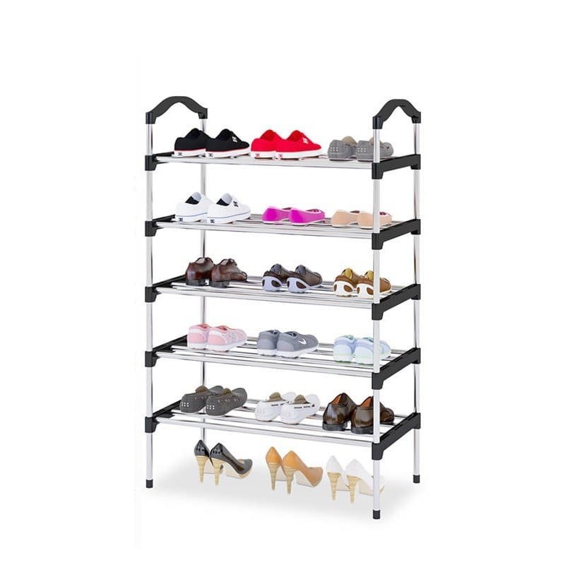 5 Layer Shoe Rack Tier Colored Stainless Steel Stackable Shoes Organizer Storage Shelf Stand Shopee Philippines