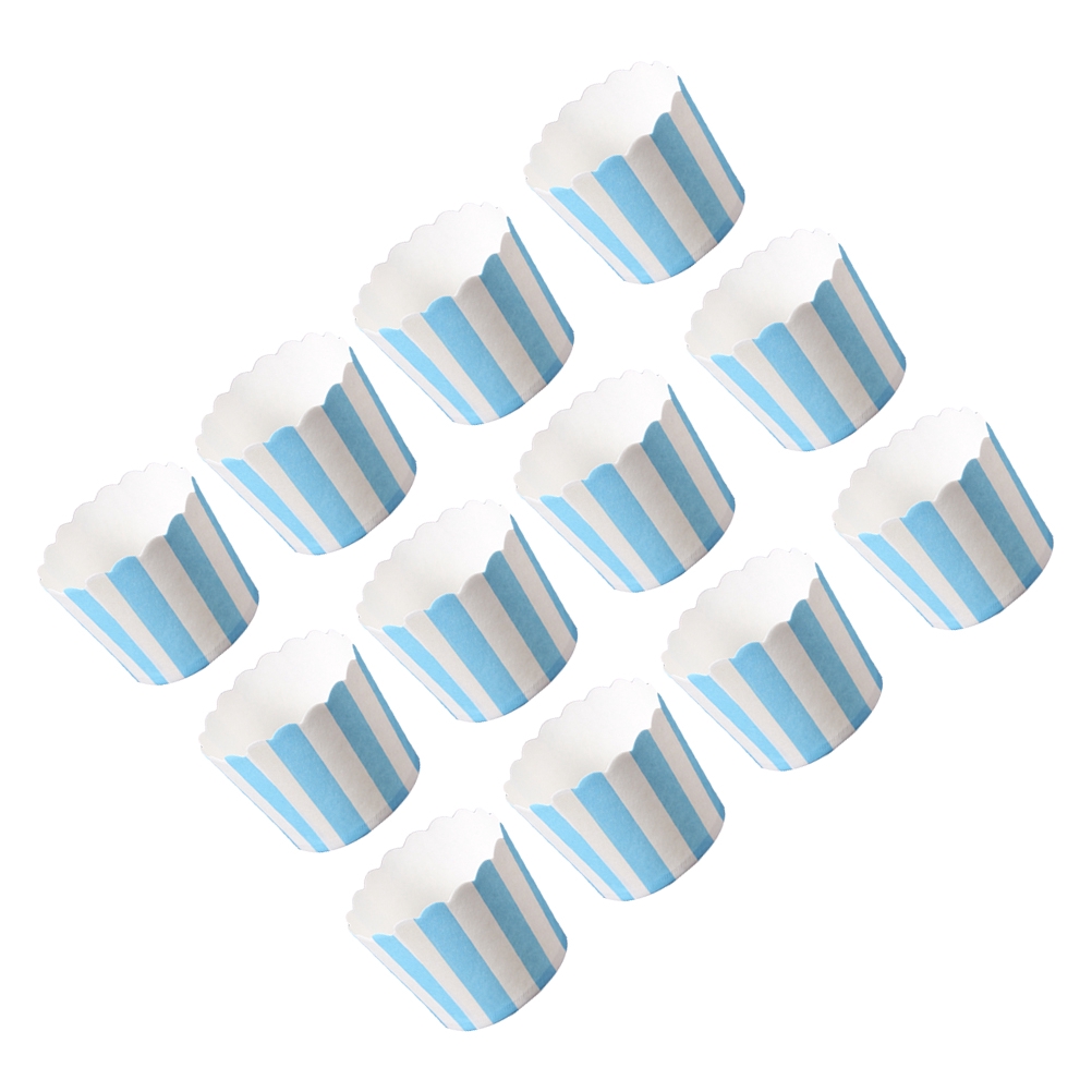 50PCS Blue and White Stripes Paper Cup Cupcake Wrappers Baking Packaging Cup Heat Resistant Cupcake Cups