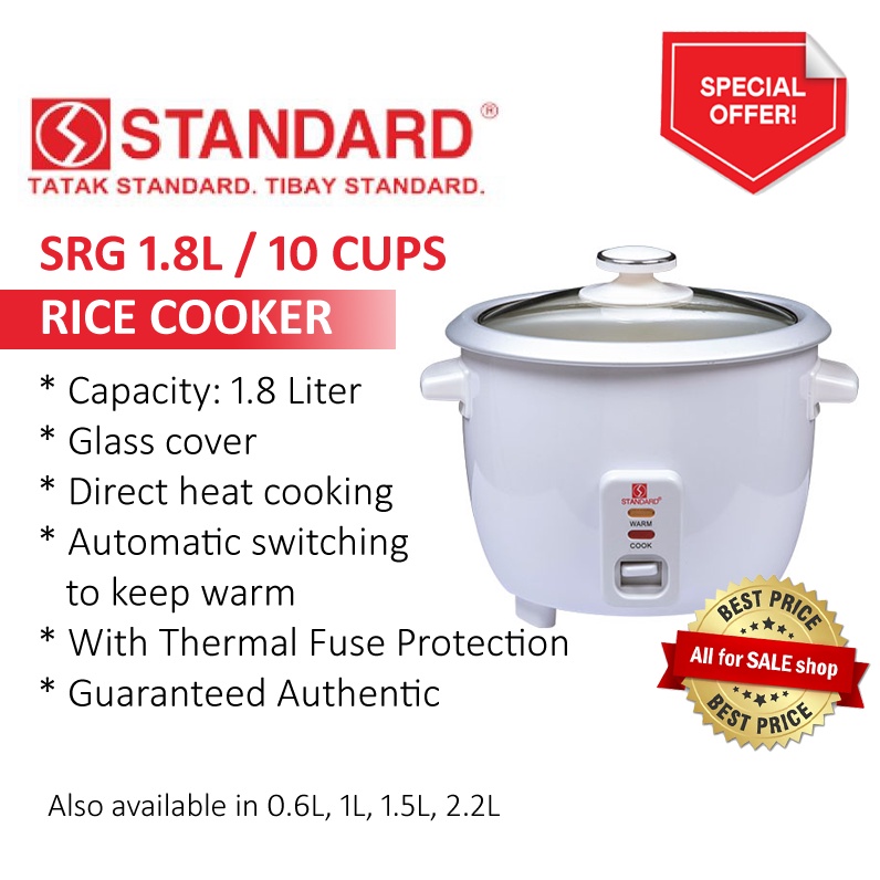 Standard Rice Cooker SRG 1.8L / 10 Cups (1 Year Warranty) Shopee