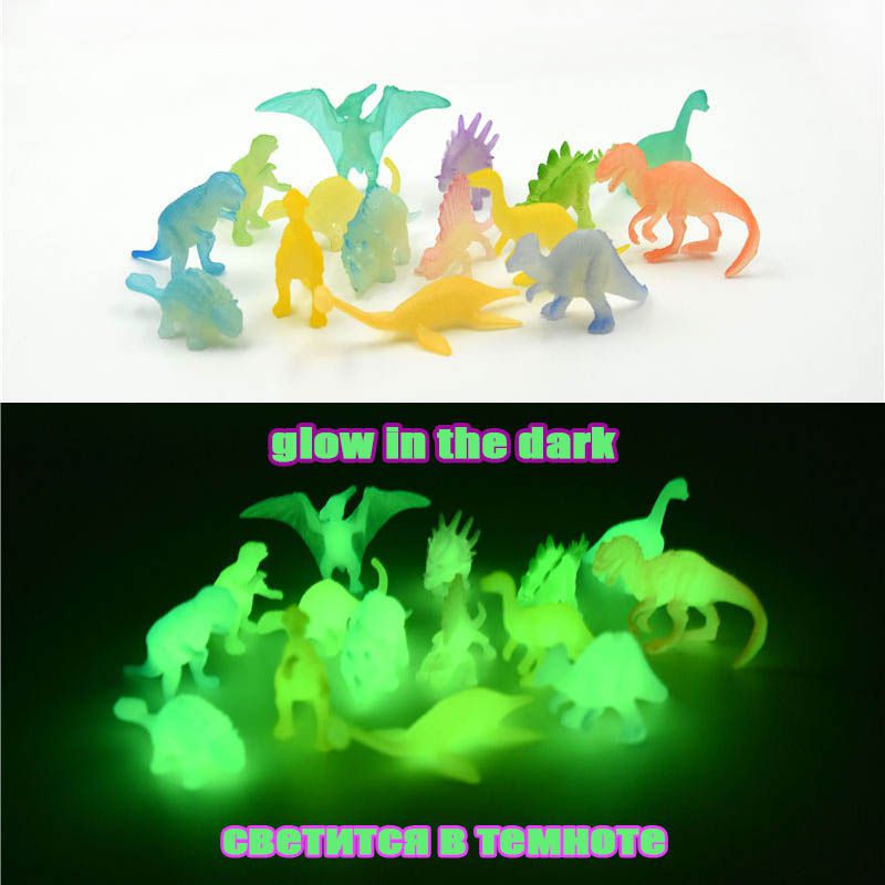 16pcs Jurassic World Dinosaurs Glow in the Dark Luminous Kids Toy