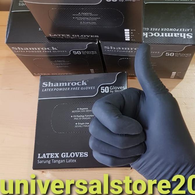 Shamrock Brand Non Powder Black latex Gloves 1 Box 50pcs Shopee