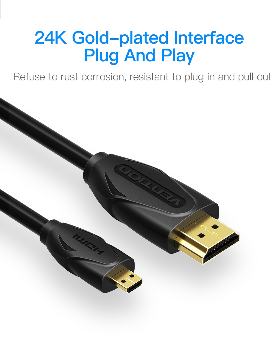 Vention Hdmi Cable Micro To 4K 30Hz 3D 1080P Video For Camera Tablet ...