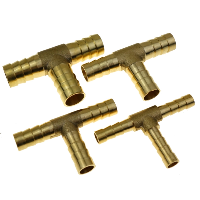2pcs 3 ways 10mm BSP Tee House Barbed Connection Pipe Brass Coupler Adapter 