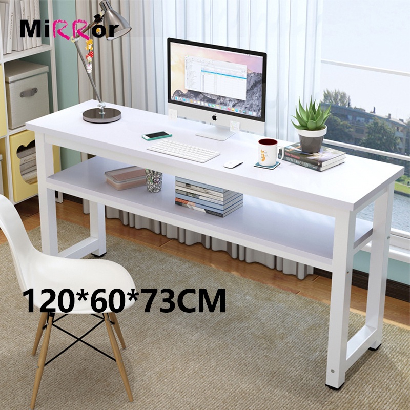 120x60CM Simple Modern Study Table With Rack Double Layer Computer
