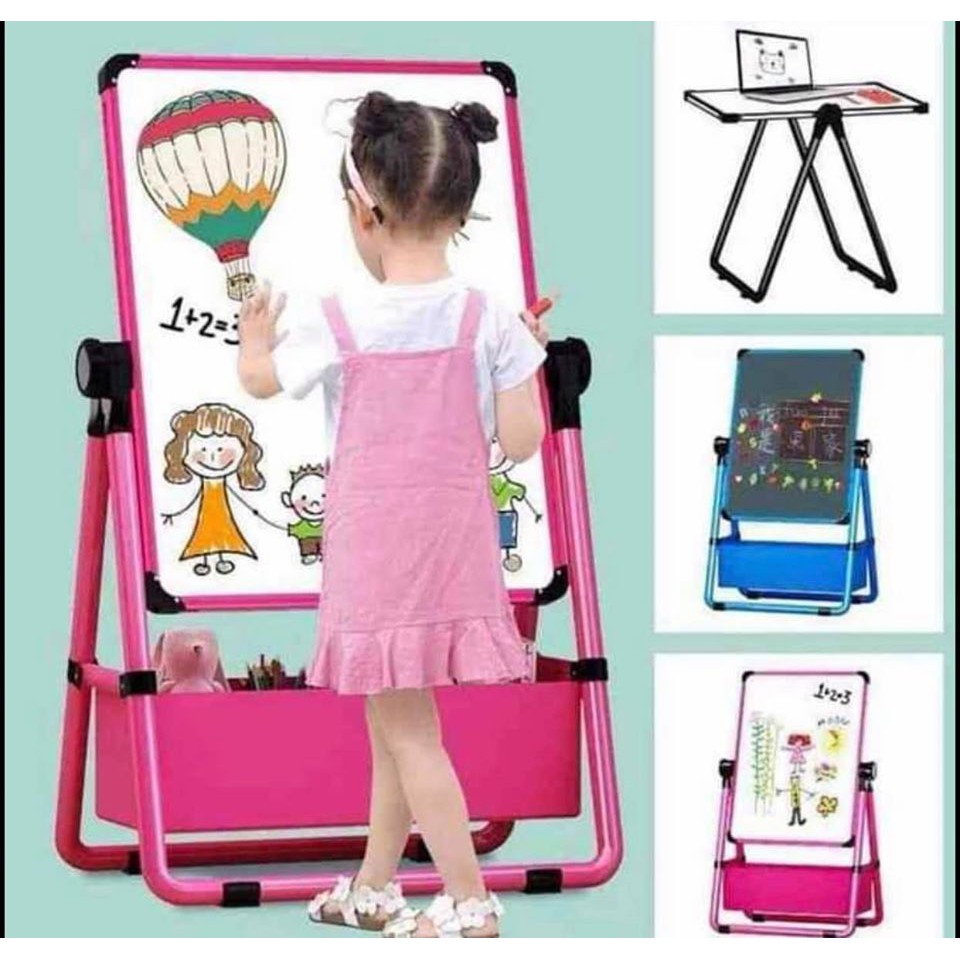 KIDS WRITING BOARD with Stand Reversible white & black board Shopee