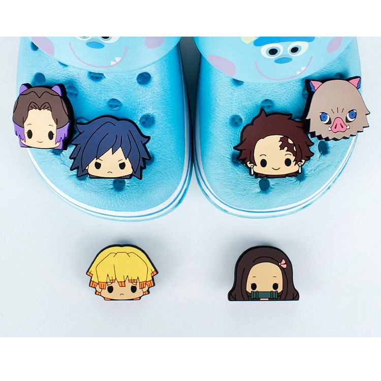 One Piece Demon Slayer Crocs jibbitz Cute Anime Clogs Pins Women Charm Decoration Gift Shopee