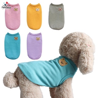Ready Stock Spring Summer New Style Pet Cat Dog Clothes Waffle Vest Small Medium-Sized Teddy Bichon Costume