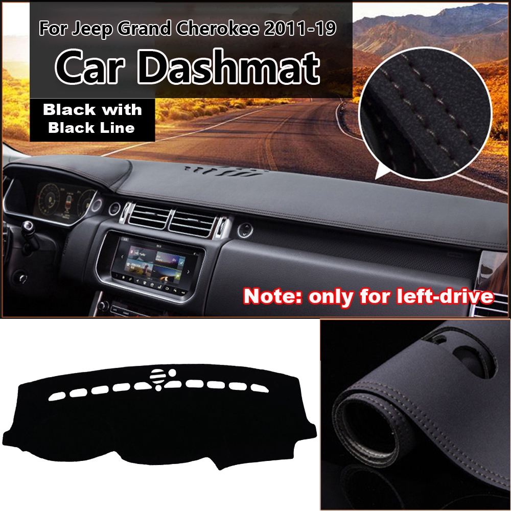 Car Black Microfiber Leather Interior Accessories Dashboard Pad For Jeep Grand Cherokee 2011 2019
