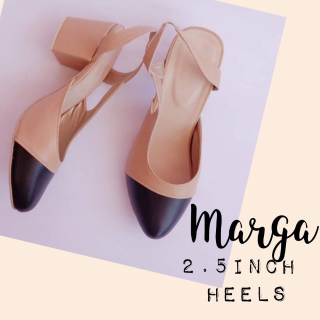 CHANEL Inspired Two-Tone Block Heels Sling back ONHAND | Shopee Philippines