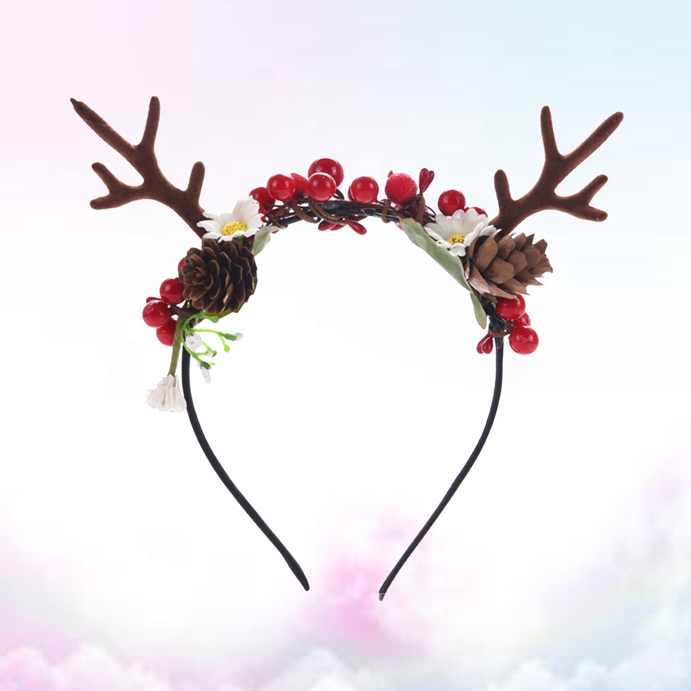 antler headband with flowers