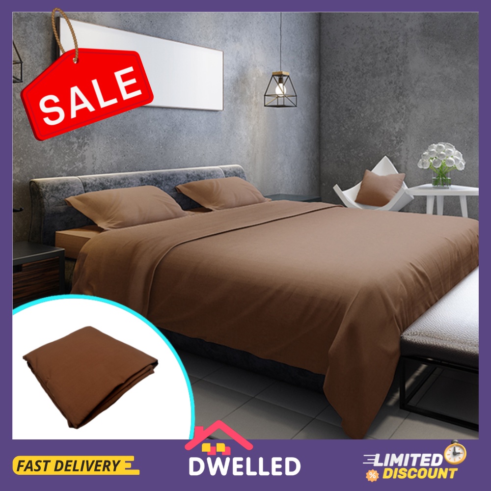 DWELLED 4 in 1 Essential Plain Bedsheets With Pillow Case, Quilt Cover