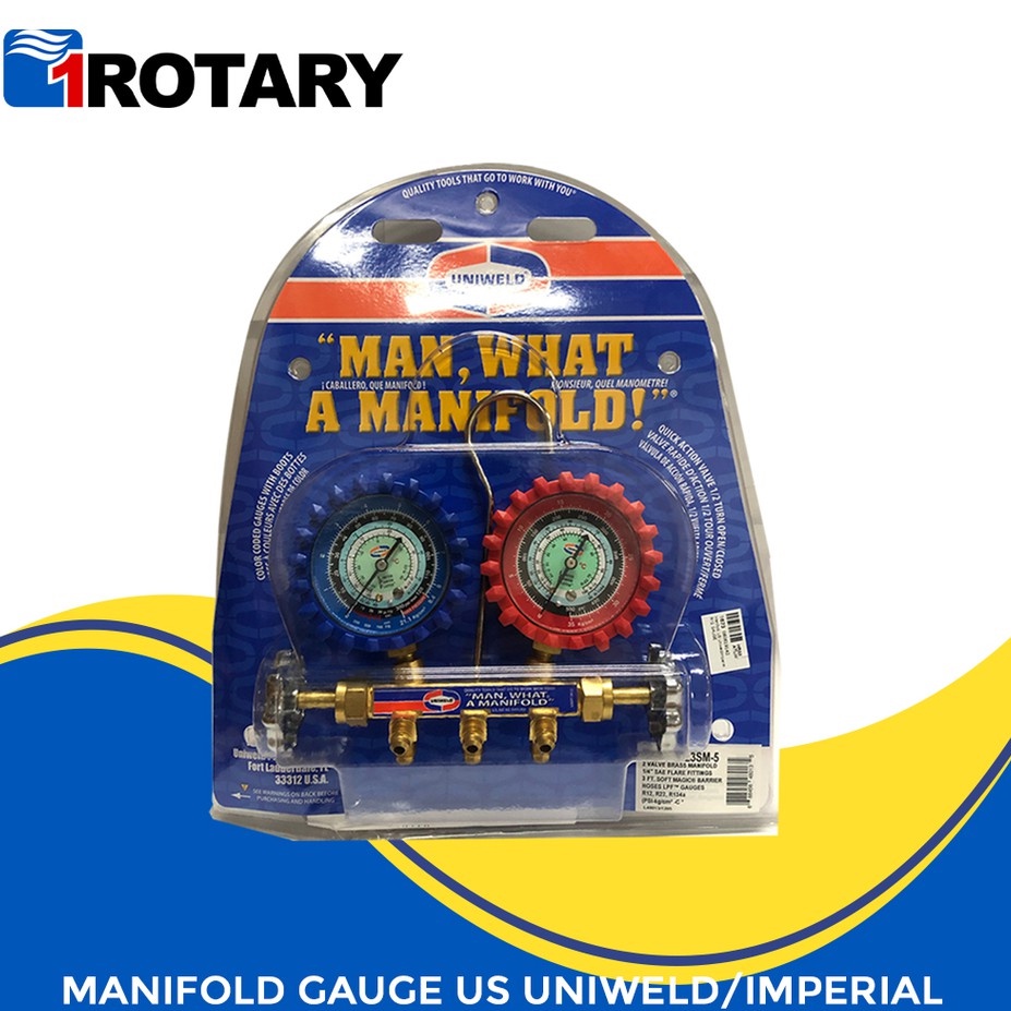 1ROTARY MANIFOLD GAUGE US UNIWELD/IMPERIAL FOR R410A CAR AIRCON AC