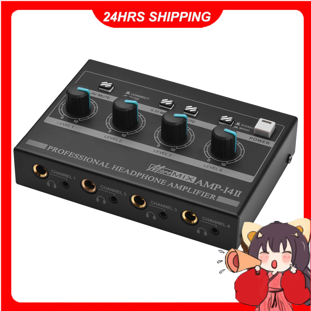 AMP14 4Channel Headphone Amplifier Compact Stereo Headphone Amp with