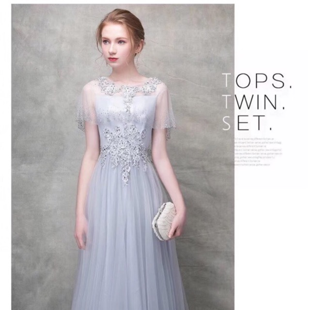 silver long gown dress