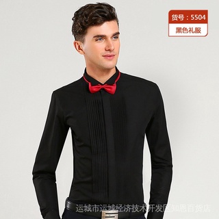 【Sale】men's French tuxedo long sleeve solid turn-down collar formal male shirts (3-colors) #8