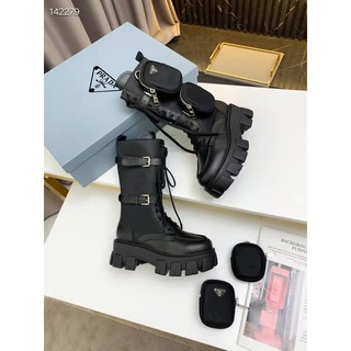 Lace-up zipper Prada side zip boots Mid-high boots for kids Huang Shengyi Running Wallet Boots Same thick-soled Martin boots #4