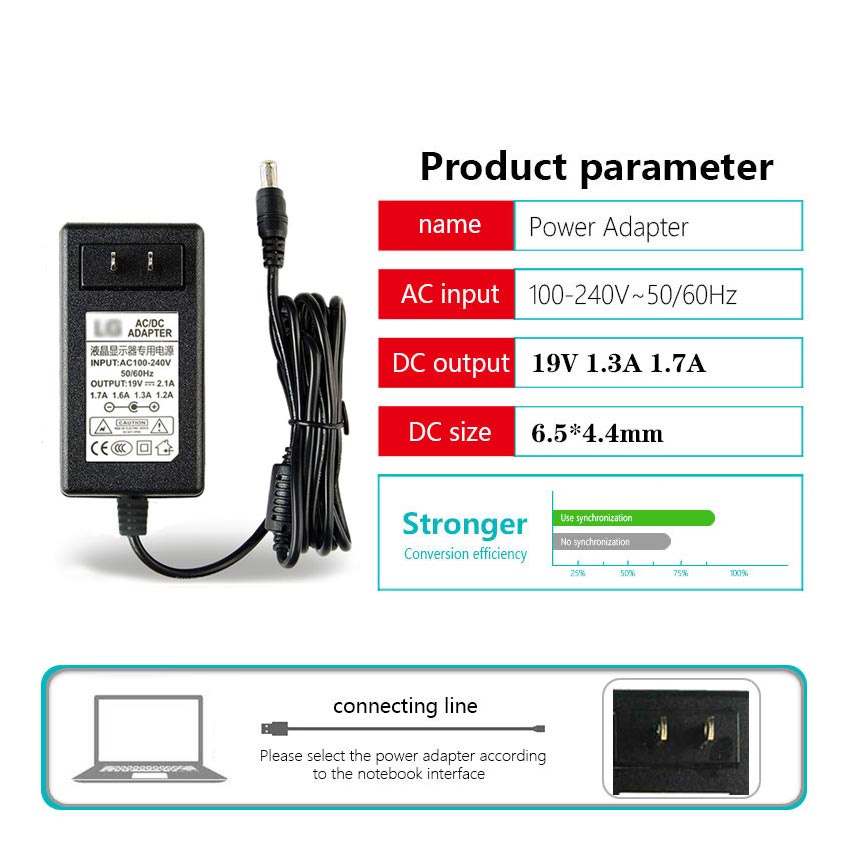 Universal Power Supply for LG Monitor LED 19V 1.3A 1.7A 2.1A 6.5*4.4mm ...