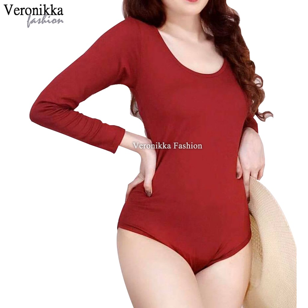 red long sleeve one piece swimsuit