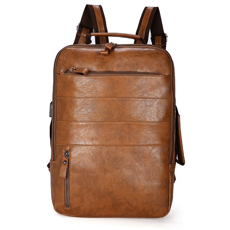 2022 Multi-functiona Men Backpack Waterproof PU Leather Travel Bag Man ...