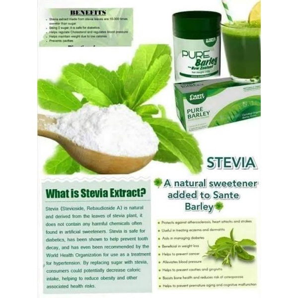 SANTE BARLEY SWEETVIA STEVIA & INULIN SWEETENER 30packets x 1g (30g