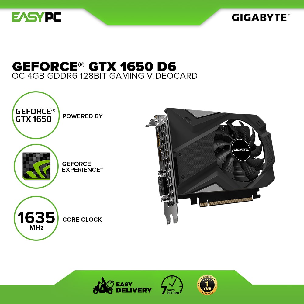 Gigabyte Gtx 1650 D6 OC GV-N1656OC-4GD 4gb 128bit GDdr6 Gaming Graphics ...