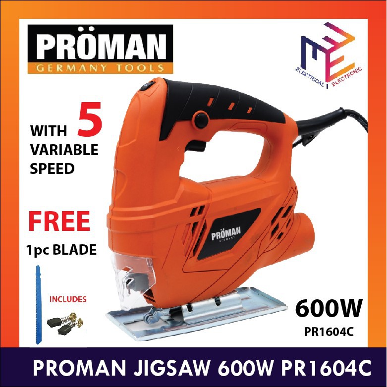 PROMAN Electric Jig Saw 600W w/ Free Blade PR1604C Jigsaw w/ 5 VARIABLE