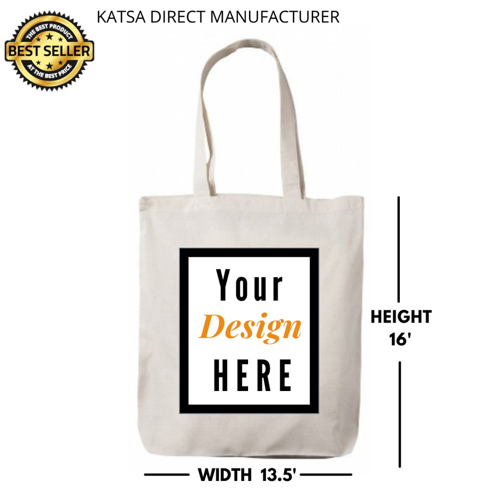 Customized Tote Bag Katsa Canvas 13X16 inches High Quality | Shopee ...