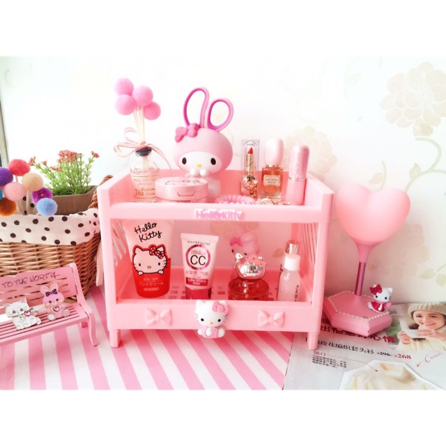 Hello Kitty Double Desktop Storage Box Plastic Shelves Shopee