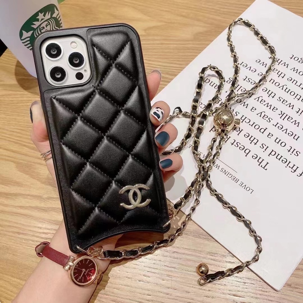 Chanel Leather Card Phone Case For Apple 13 Pro Max Backpack 12 11 Xs Xr Chain Anti Falling Shopee Philippines