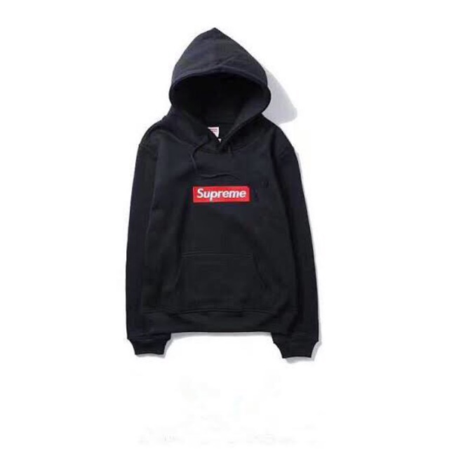 supreme black hoodie red box logo
