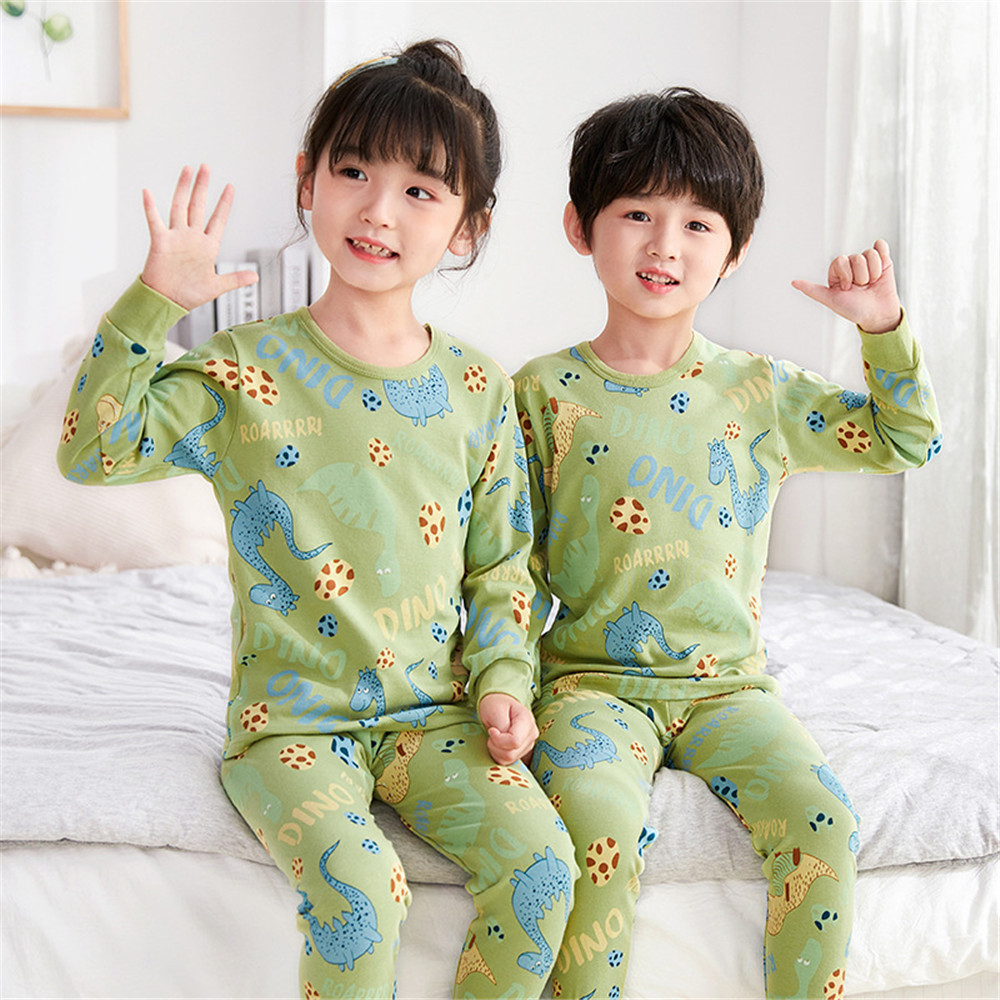 loungewear comfy playwear Kleding Unisex kinderkleding Pyjamas & Badjassen Pyjama cadeau dinosaurus all-over print koreaanse pyjama 3 ~ 6Y katoenen pyjama set korte mouwen top &shorts 2 stuks Kids ' 