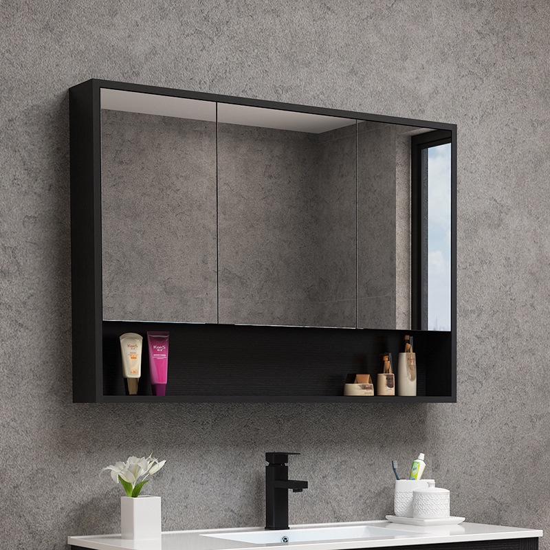 Nordic Solid Wood Bathroom Mirror Waterproof Modern Minimalist
