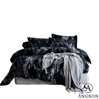 Angbon 4 In 1 Queen Size Black & White Elegant Design Bedsheet Set 60