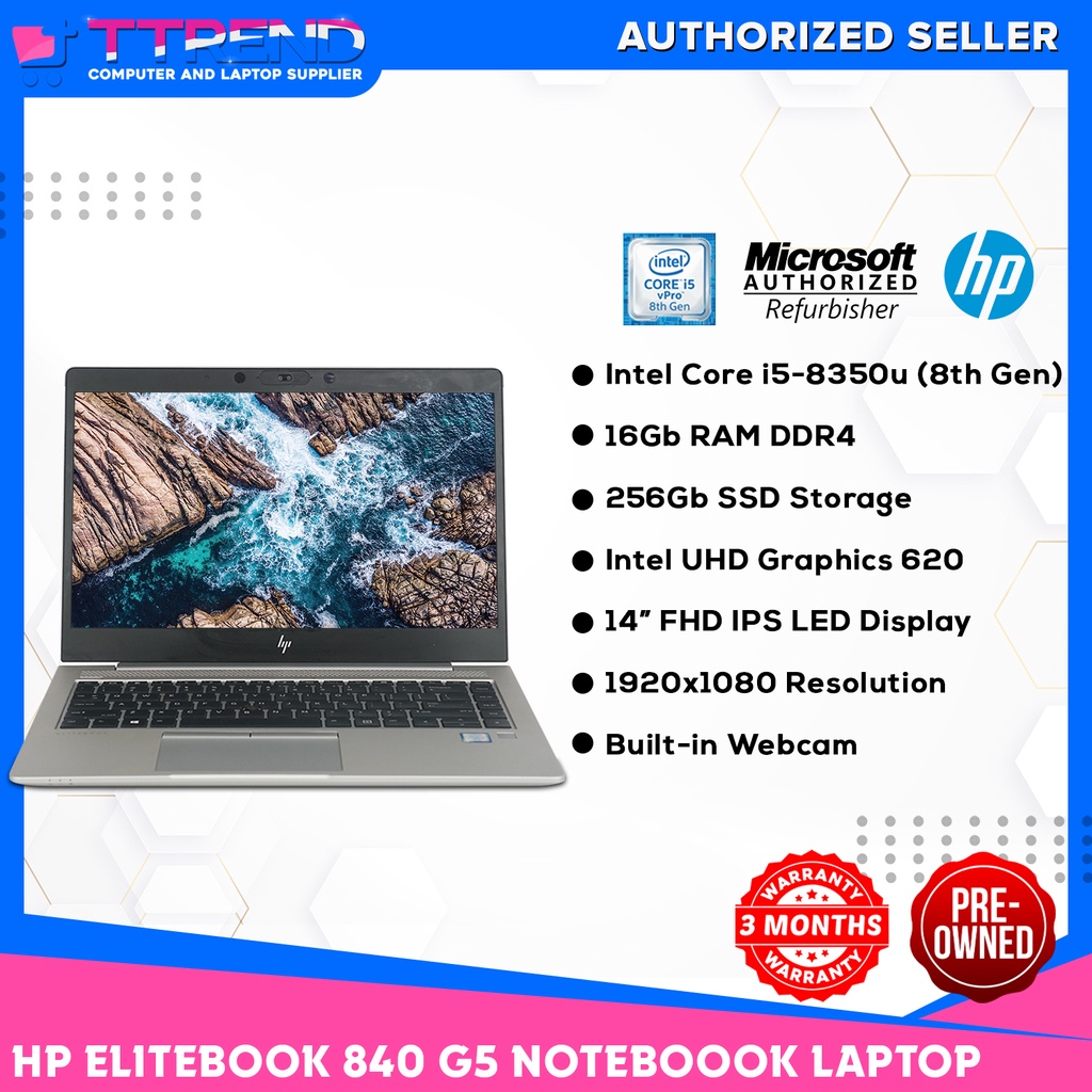HP ELITEBOOK 840 G5 NOTE BOOK LAPTOP i58350u 8thGEN 16GB DDR4 256GB
