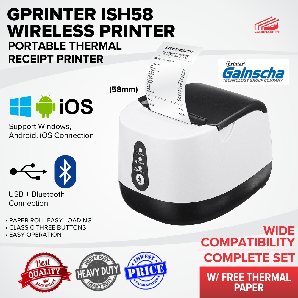 Wireless Receipt Printer GPrinter iSH58 / Gainscha Portable Printer