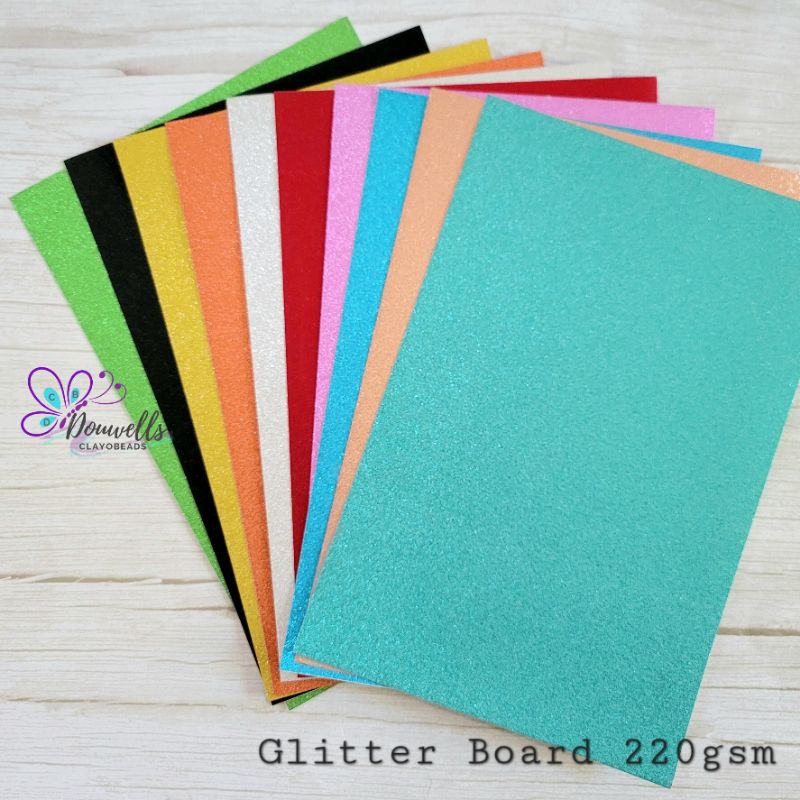 GLITTER BOARD 220250gsm 20x30cm 10 Sheets Glitter Cardstock