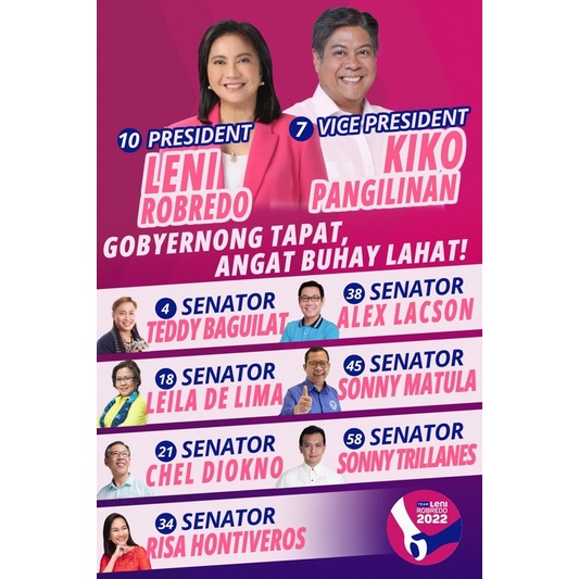 Leni Robredo | Kiko Pangilinan with Seven Senators With Number ...